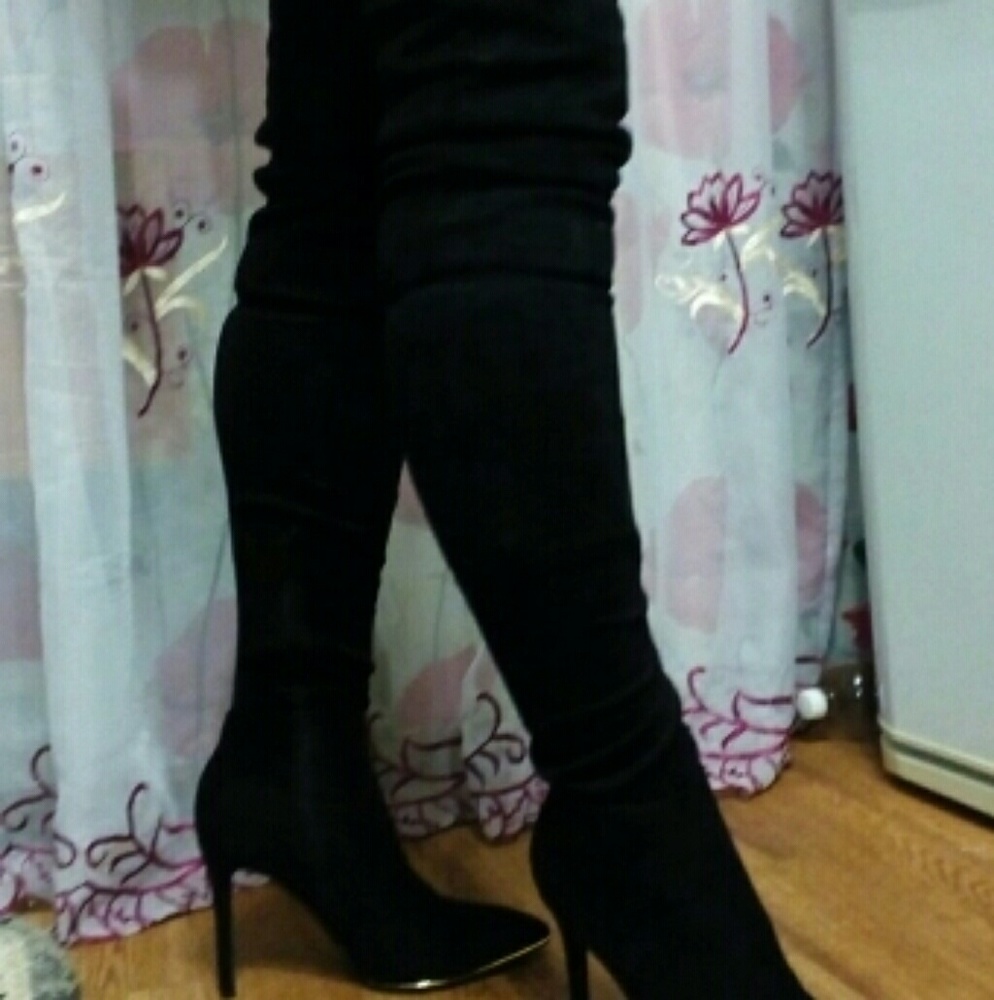 Black thigh high boots